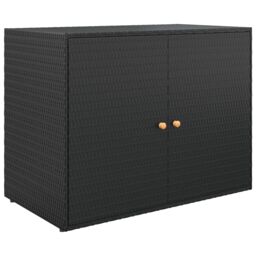 Berkfield Home Garden Storage Cabinet Black 100x55.5x80 cm Poly Rattan - thumbnail 2
