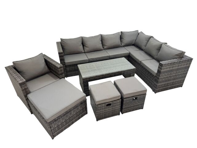 Fimous Garden Furniture Set with Chair 3 Stool Dark Grey Mixed - image 1