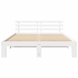 Berkfield Home White Wood Bed Frame White Wood 140 x 200 cm Durable - thumbnail 5