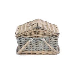 Red Hamper Wicker Poplar Antique Wash Swing Handle Picnic Basket in Grey - thumbnail 5