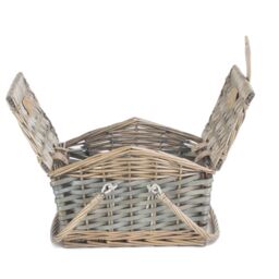 Red Hamper Wicker Poplar Antique Wash Swing Handle Picnic Basket in Grey - thumbnail 4