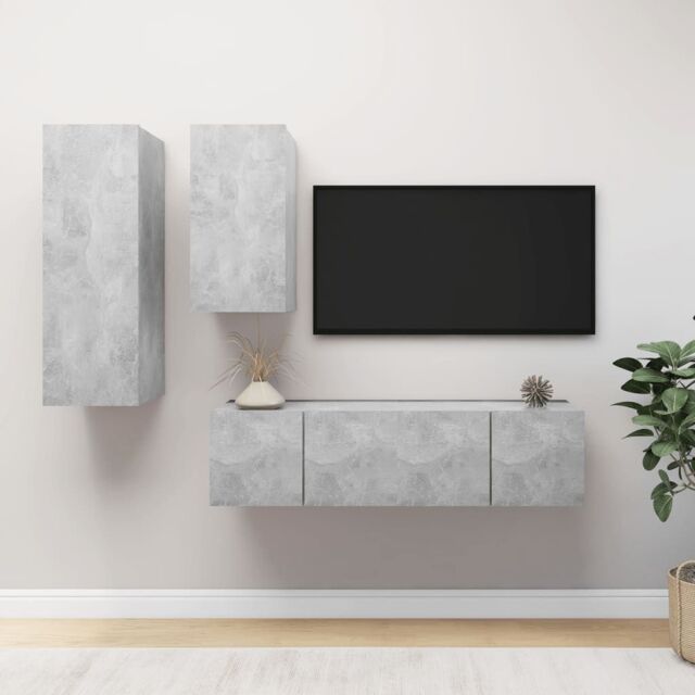 Berkfield Home 4 Piece TV Cabinet Set Concrete Grey Engineered Wood - image 1