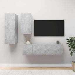 Berkfield Home 4 Piece TV Cabinet Set Concrete Grey Engineered Wood - thumbnail 1