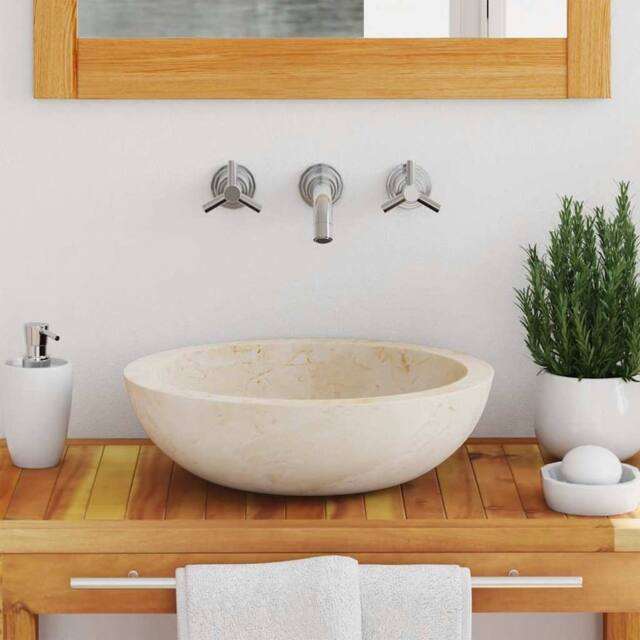 Berkfield Home Sink 40x12 cm Marble Cream - image 1