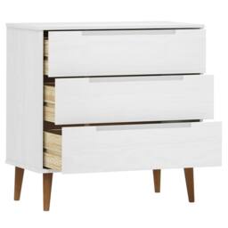 Berkfield Home Drawer Cabinet MOLDE White 80x40x80 cm Solid Wood Pine - Size: 80 x 40 x 80 cm - thumbnail 5