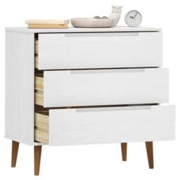 Berkfield Home Drawer Cabinet MOLDE White 80x40x80 cm Solid Wood Pine - Size: 80 x 40 x 80 cm - thumbnail 3