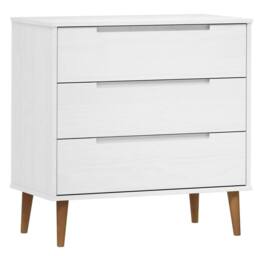 Berkfield Home Drawer Cabinet MOLDE White 80x40x80 cm Solid Wood Pine - Size: 80 x 40 x 80 cm - thumbnail 2