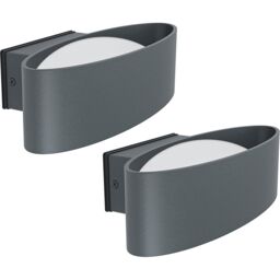 Loops 2 PACK IP44 Outdoor Wall Light Anthracite Aluminium & Steel 10W LED in Metallics