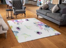 Benjamin Tate Design Watercolour Flowers Designer Rug in Natural - Size: Large - thumbnail 2
