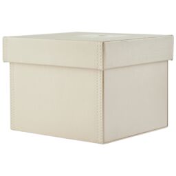 Orsina Versatile Cream Faux Leather DVD Storage Box, Elegant Faux Leather Box, Lightweight DVD Storage Container