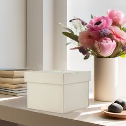 Orsina Versatile Cream Faux Leather DVD Storage Box, Elegant Faux Leather Box, Lightweight DVD Storage Container - thumbnail 5