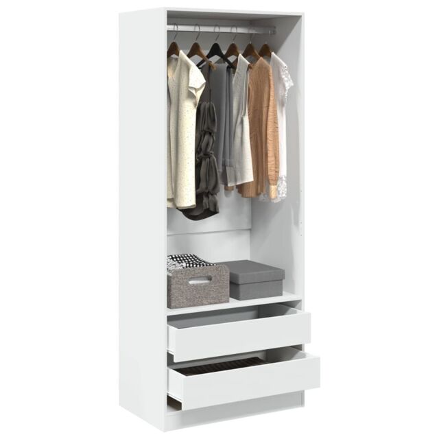 Berkfield Home Wardrobe White 80x50x200 cm Engineered Wood - Size: 80 x 50 x 200 cm - image 1