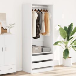 Berkfield Home Wardrobe White 80x50x200 cm Engineered Wood - Size: 80 x 50 x 200 cm - thumbnail 3