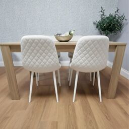 KOSY KOALA Dining Table & 4 Chairs Oak Effect Table With 4 White Chairs Dining Room Furniture in Brown - thumbnail 2