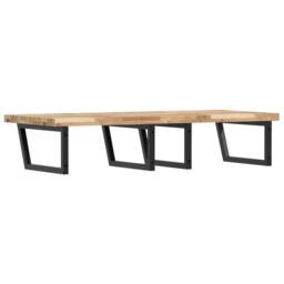 Berkfield Home Elegant Basin Shelf Wall Mounted Steel & Solid Wood Acacia in Brown - thumbnail 6