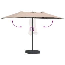 Berkfield Home Garden Parasol Folding Taupe 385 x 209 x 244 cm Fabric - thumbnail 8