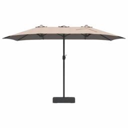 Berkfield Home Garden Parasol Folding Taupe 385 x 209 x 244 cm Fabric - thumbnail 4