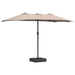 Berkfield Home Garden Parasol Folding Taupe 385 x 209 x 244 cm Fabric - thumbnail 1