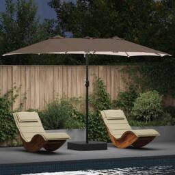 Berkfield Home Garden Parasol Folding Taupe 385 x 209 x 244 cm Fabric - thumbnail 2