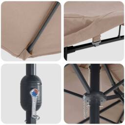 Berkfield Home Garden Parasol Folding Taupe 385 x 209 x 244 cm Fabric - thumbnail 7