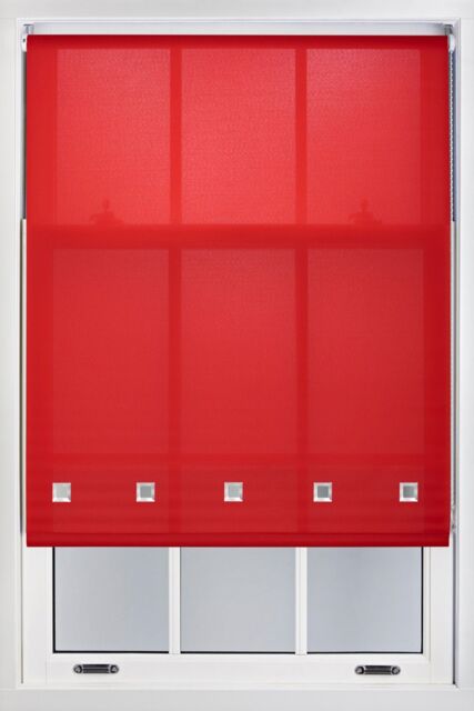 Furnished Daylight Roller Blind with Chrome Square Eyelets - Trimmable Window Shade in Red - Size: 75 cm width x 210 cm drop - image 1