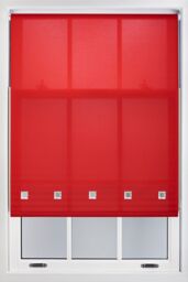 Furnished Daylight Roller Blind with Chrome Square Eyelets - Trimmable Window Shade in Red - Size: 75 cm width x 210 cm drop - thumbnail 1