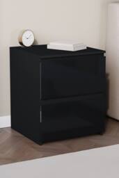 Home Discount Vida Designs Glinton 'HIGH GLOSS 2 Drawer Bedside Chest' Storage Bedroom Furniture in Black