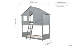 Birlea Solid Wood Bunk Beds Safari 3FT Single Bed Pine Frame in Grey - thumbnail 6