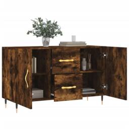 Berkfield Home Sideboard Smoked Oak 100x36x60 cm Engineered Wood in Brown - Size: 100 x 36 x 60 cm - thumbnail 4