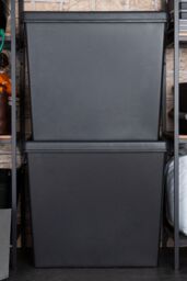 Wham Bam 2 x 92L Stackable Plastic Storage Box & Lid in Black - thumbnail 1