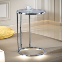 Pirlo Plush C Shaped Side Table Chrome Living Room Furniture in Silver - thumbnail 4