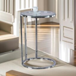 Pirlo Plush C Shaped Side Table Chrome Living Room Furniture in Silver - thumbnail 3