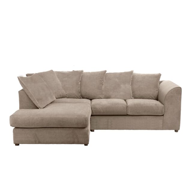 Furnishings For Less UK Fern Beige Chenille Fabric Chenille 3 to 4 Seater L Shaped Corner Sofa Left Hand Facing - image 1