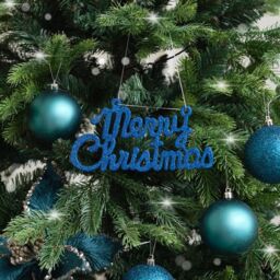 Melody Maison Navy Blue Glitter Merry Christmas Sign - 19.5cm in Dark Blue - thumbnail 3