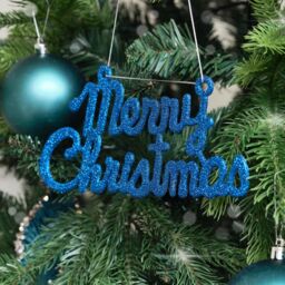 Melody Maison Navy Blue Glitter Merry Christmas Sign - 19.5cm in Dark Blue - thumbnail 6