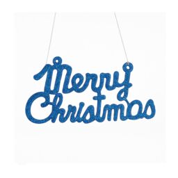 Melody Maison Navy Blue Glitter Merry Christmas Sign - 19.5cm in Dark Blue - thumbnail 1