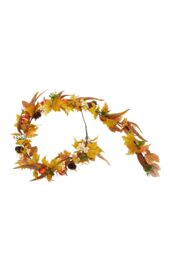 H&O Direct 180cm Halloween Artificial White Berry Pumpkin Maple Leaf Vine Decoration in Yellow - thumbnail 1