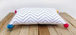 Harfi Women's Chevron White Pillow Cover With Zig Zag Embroidery - thumbnail 3
