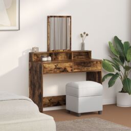 Berkfield Home Dressing Table with Drawers - Smoked Oak, 100x41x140 cm in Brown - Size: 100 x 41 x 140 cm - thumbnail 4