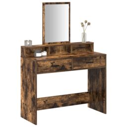 Berkfield Home Dressing Table with Drawers - Smoked Oak, 100x41x140 cm in Brown - Size: 100 x 41 x 140 cm - thumbnail 3