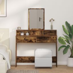 Berkfield Home Dressing Table with Drawers - Smoked Oak, 100x41x140 cm in Brown - Size: 100 x 41 x 140 cm - thumbnail 1