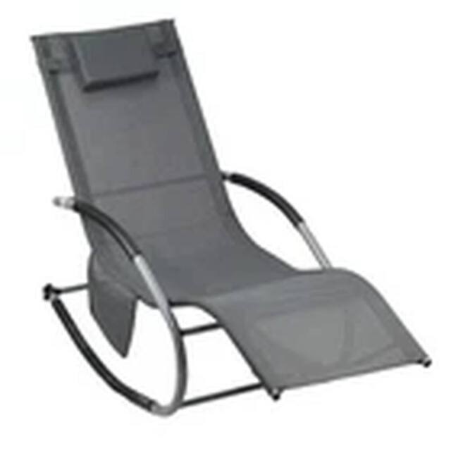 EONLION Grey Garden Sun Lounger Rocking Recliner Chair with Pillow - image 1