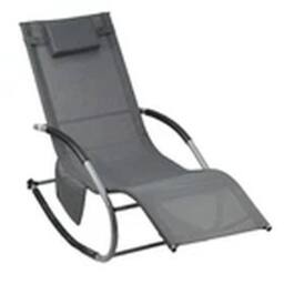 EONLION Grey Garden Sun Lounger Rocking Recliner Chair with Pillow - thumbnail 1