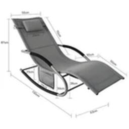 EONLION Grey Garden Sun Lounger Rocking Recliner Chair with Pillow - thumbnail 2
