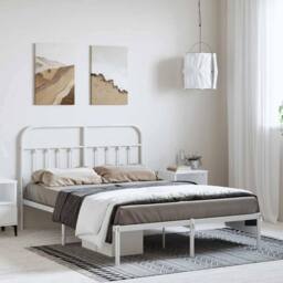 Berkfield Home Metal Bed Frame with Headboard White 150x200 cm King Size - thumbnail 2