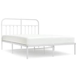 Berkfield Home Metal Bed Frame with Headboard White 150x200 cm King Size - thumbnail 3