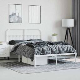 Berkfield Home Metal Bed Frame with Headboard White 150x200 cm King Size - thumbnail 5