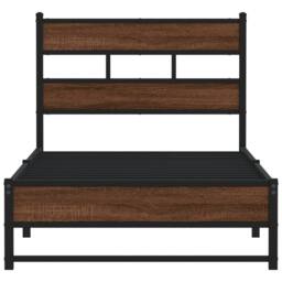 Berkfield Home Metal Bed Frame without Mattress Brown Oak 100x200 cm - thumbnail 4