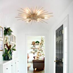 NIVOR 6 Light Sputnik Flush Mount Ceiling Lamp Gold Sleek Chandelier E14 in Metallic Gold - thumbnail 3