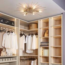 NIVOR 6 Light Sputnik Flush Mount Ceiling Lamp Gold Sleek Chandelier E14 in Metallic Gold - thumbnail 6